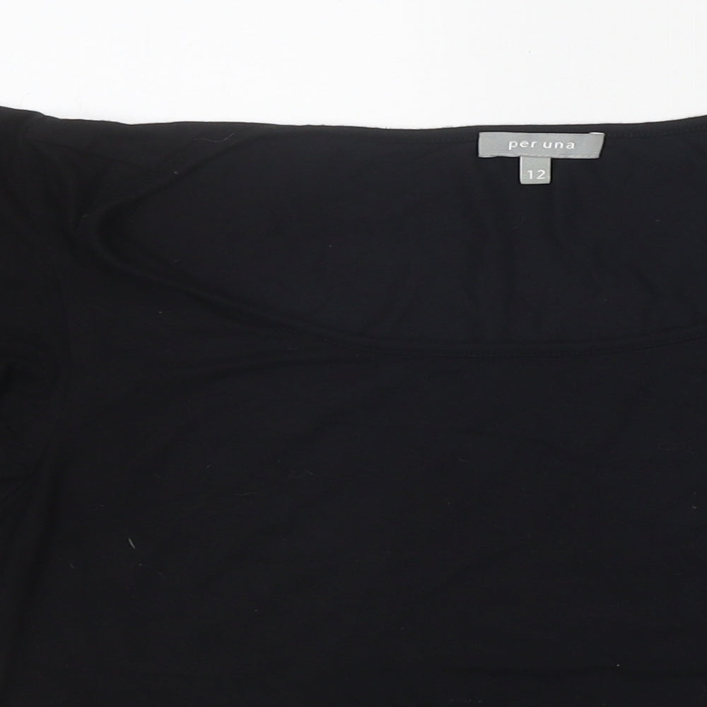 Marks and Spencer Womens Black Polyester Basic T-Shirt Size 12 Round Neck