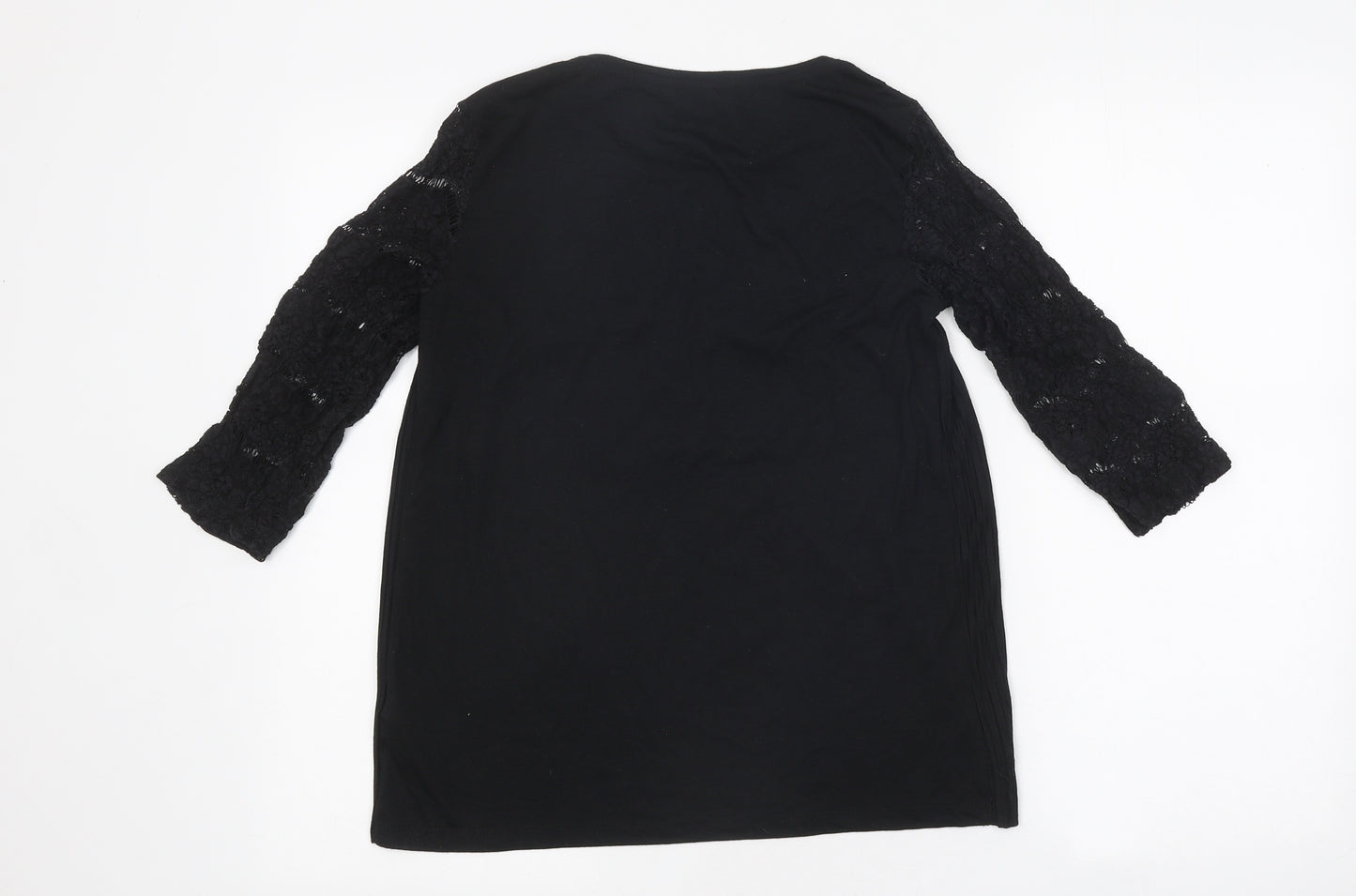 Dorohty Perkins Womens Black Polyester Basic T-Shirt Size 10 Round Neck