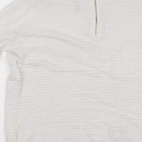 Paper Berry Womens White Polyester Basic T-Shirt Size 10 Round Neck