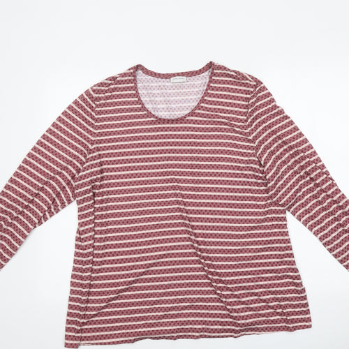 Gerry Weber Womens Red Striped Polyester Basic T-Shirt Size M Round Neck