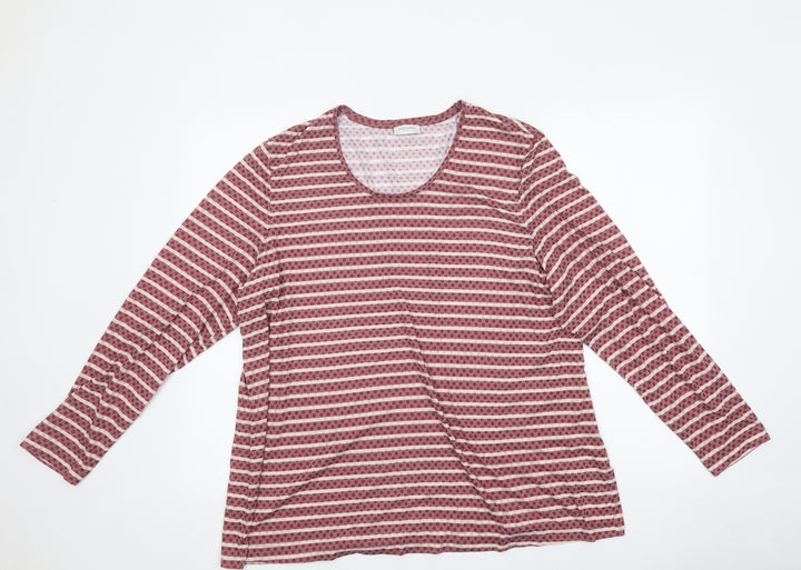 Gerry Weber Womens Red Striped Polyester Basic T-Shirt Size M Round Neck