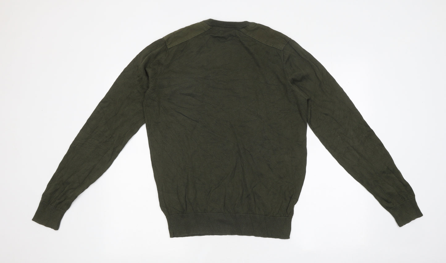 Brave Soul Mens Green Round Neck Polyester Pullover Jumper Size M