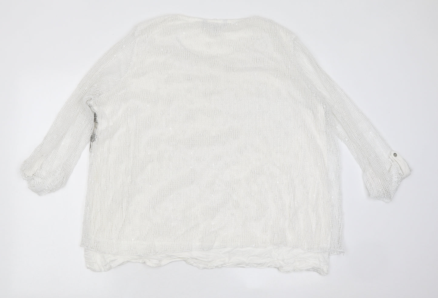 Bonmarché Womens White Polyester Basic Blouse Size 22 Round Neck
