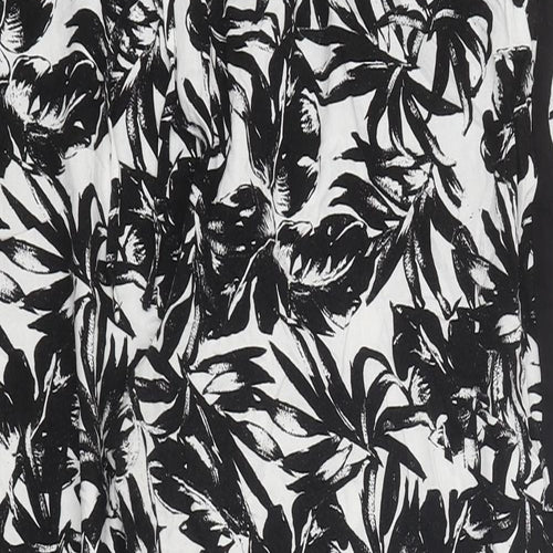 Dorothy Perkins Womens Black Floral Polyester Trousers Size 16 L25 in Regular Drawstring
