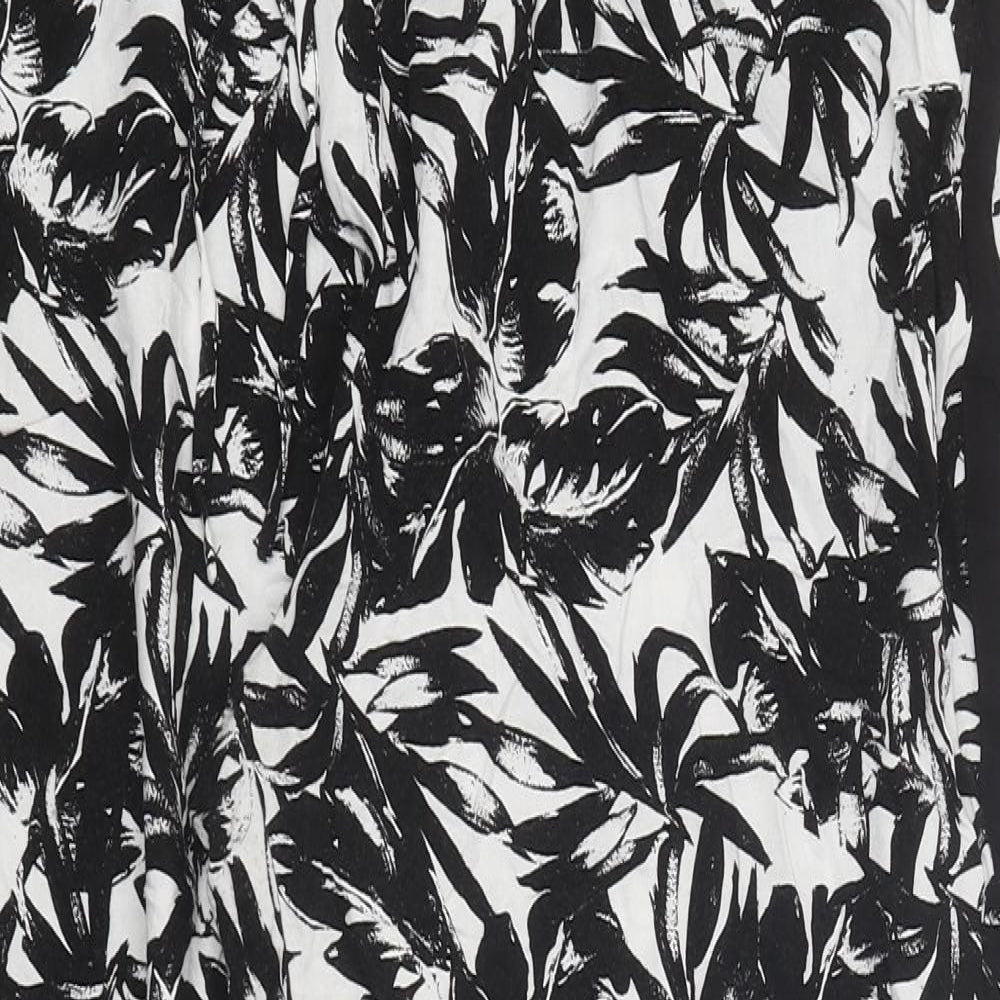 Dorothy Perkins Womens Black Floral Polyester Trousers Size 16 L25 in Regular Drawstring