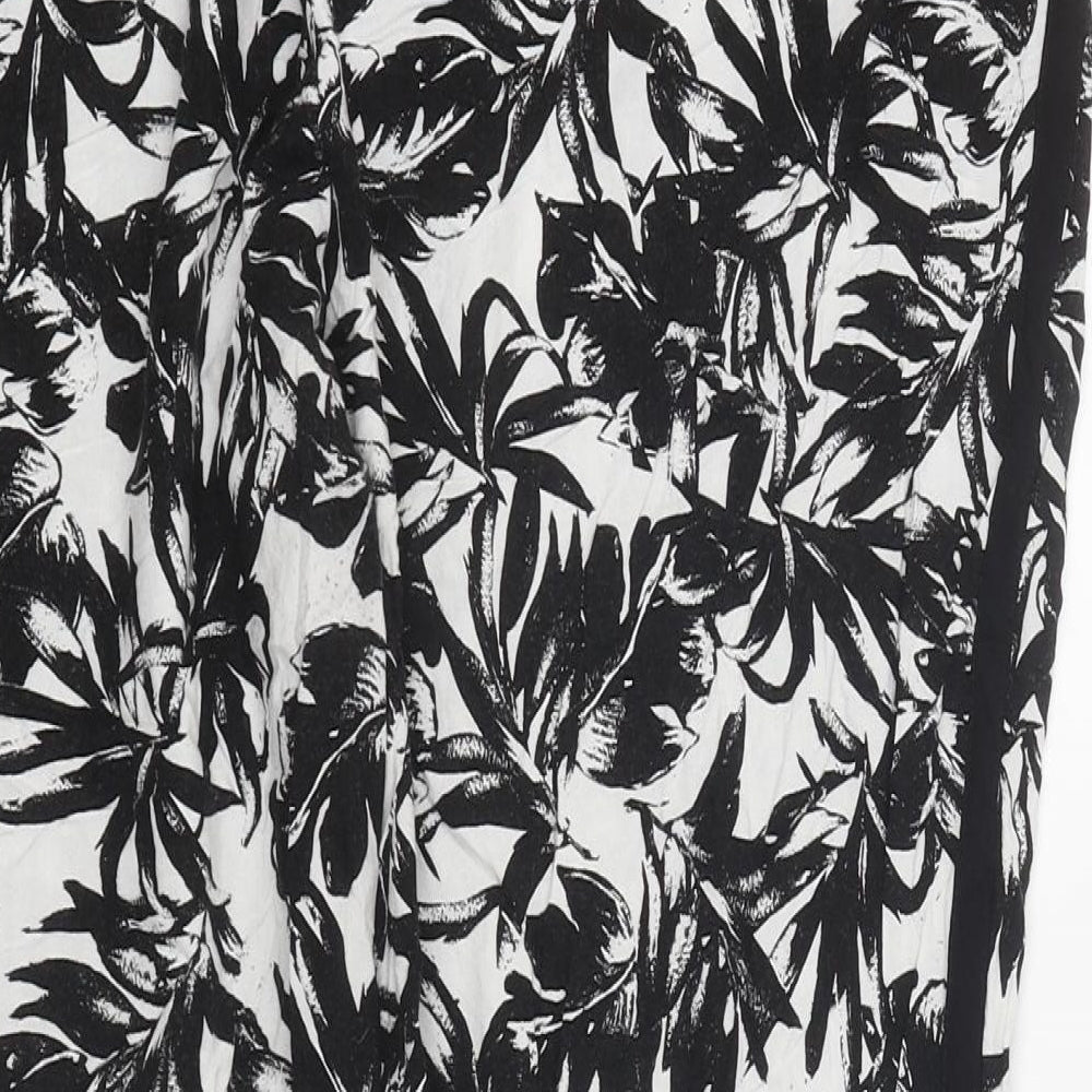 Dorothy Perkins Womens Black Floral Polyester Trousers Size 16 L25 in Regular Drawstring
