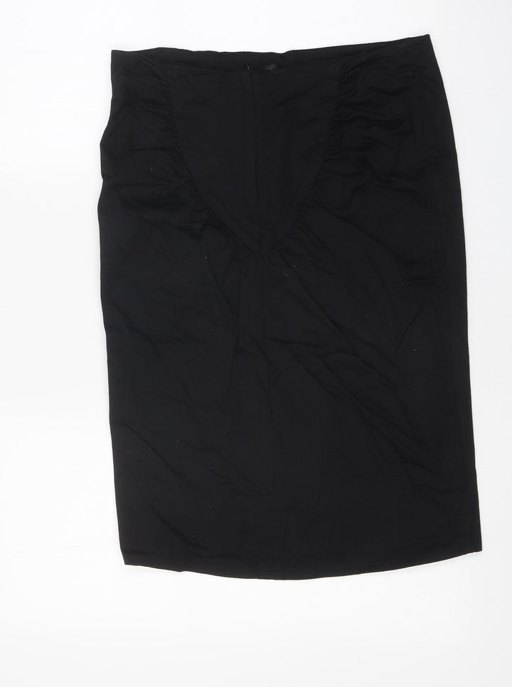 Topshop Womens Black Polyester Straight & Pencil Skirt Size 10 Zip