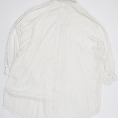 Apricot Mens White Polyester Button-Up Size M Collared Button