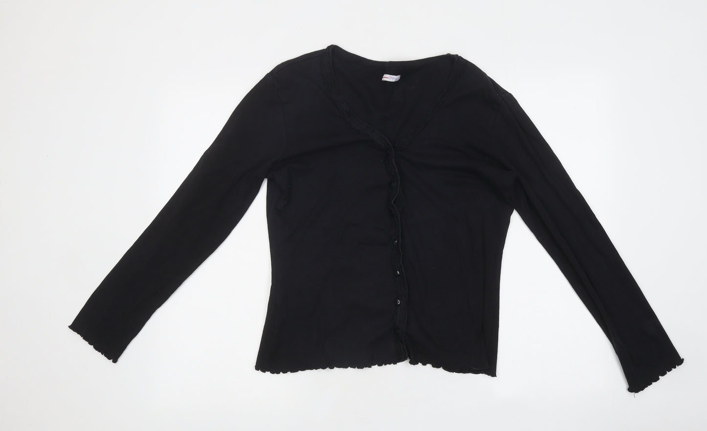 Papaya Womens Black V-Neck Polyester Cardigan Jumper Size 16