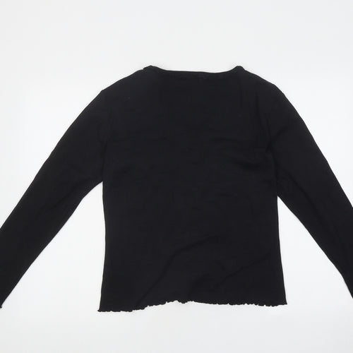 Papaya Womens Black V-Neck Polyester Cardigan Jumper Size 16