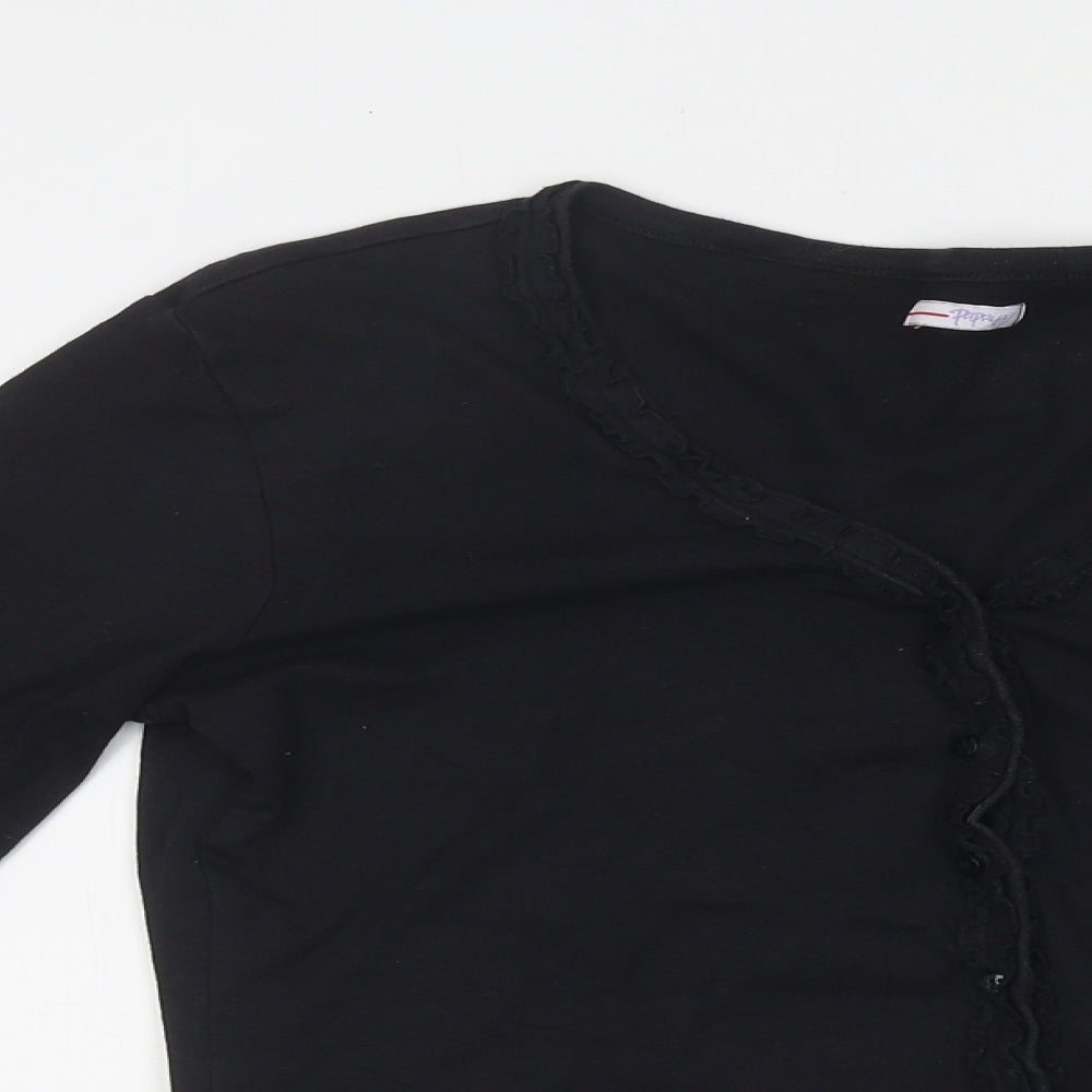 Papaya Womens Black V-Neck Polyester Cardigan Jumper Size 16
