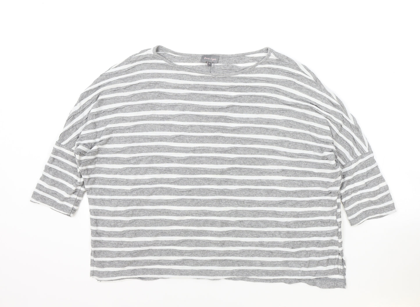 Phase Eight Womens Grey Striped Viscose Basic T-Shirt Size S Round Neck