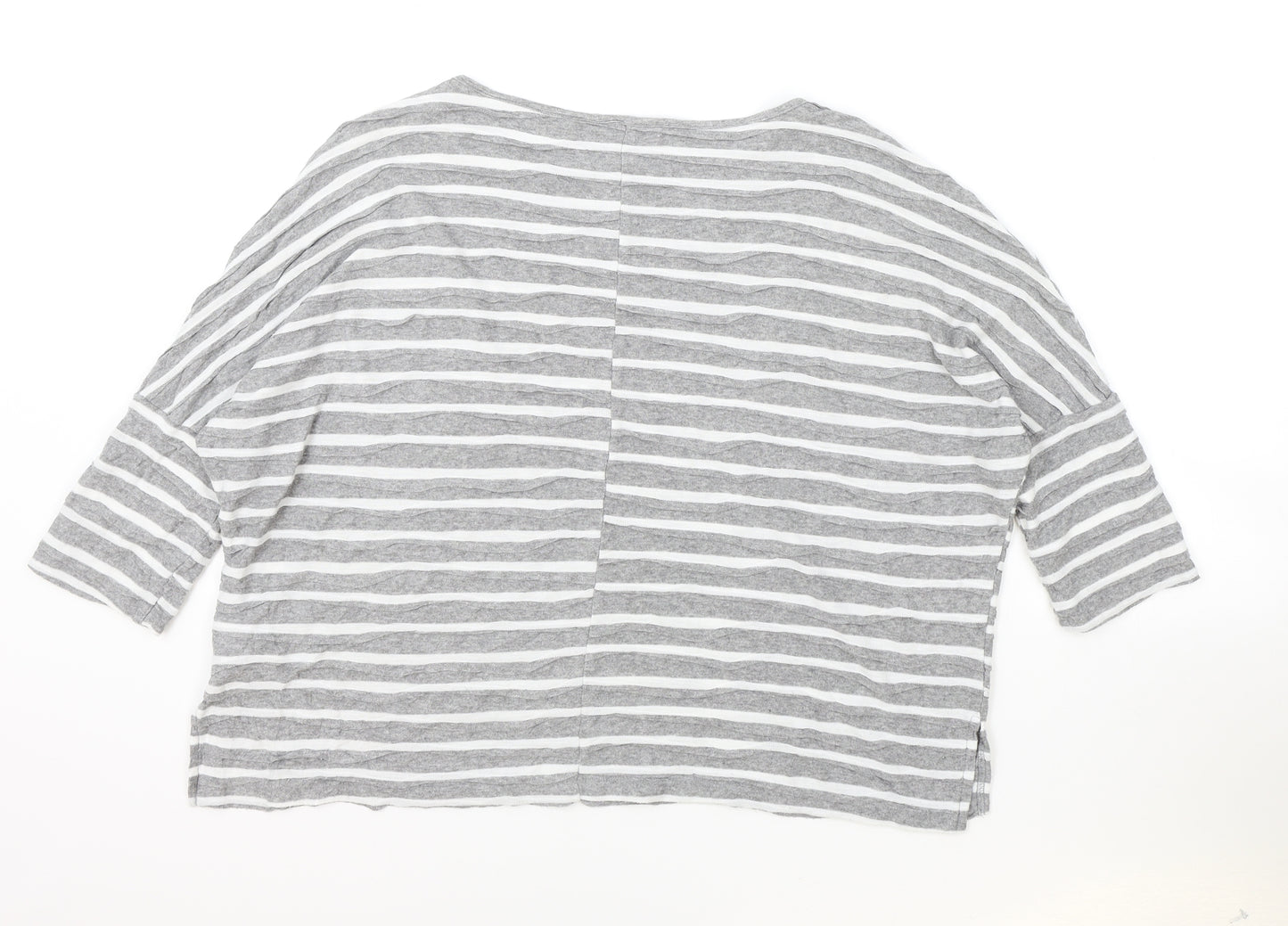 Phase Eight Womens Grey Striped Viscose Basic T-Shirt Size S Round Neck