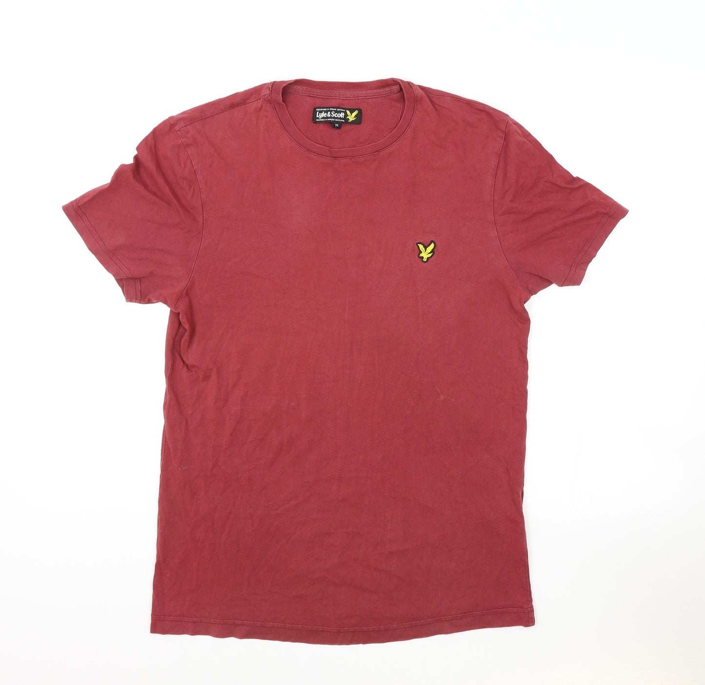 Lyle & Scott Mens Red Cotton T-Shirt Size M Round Neck