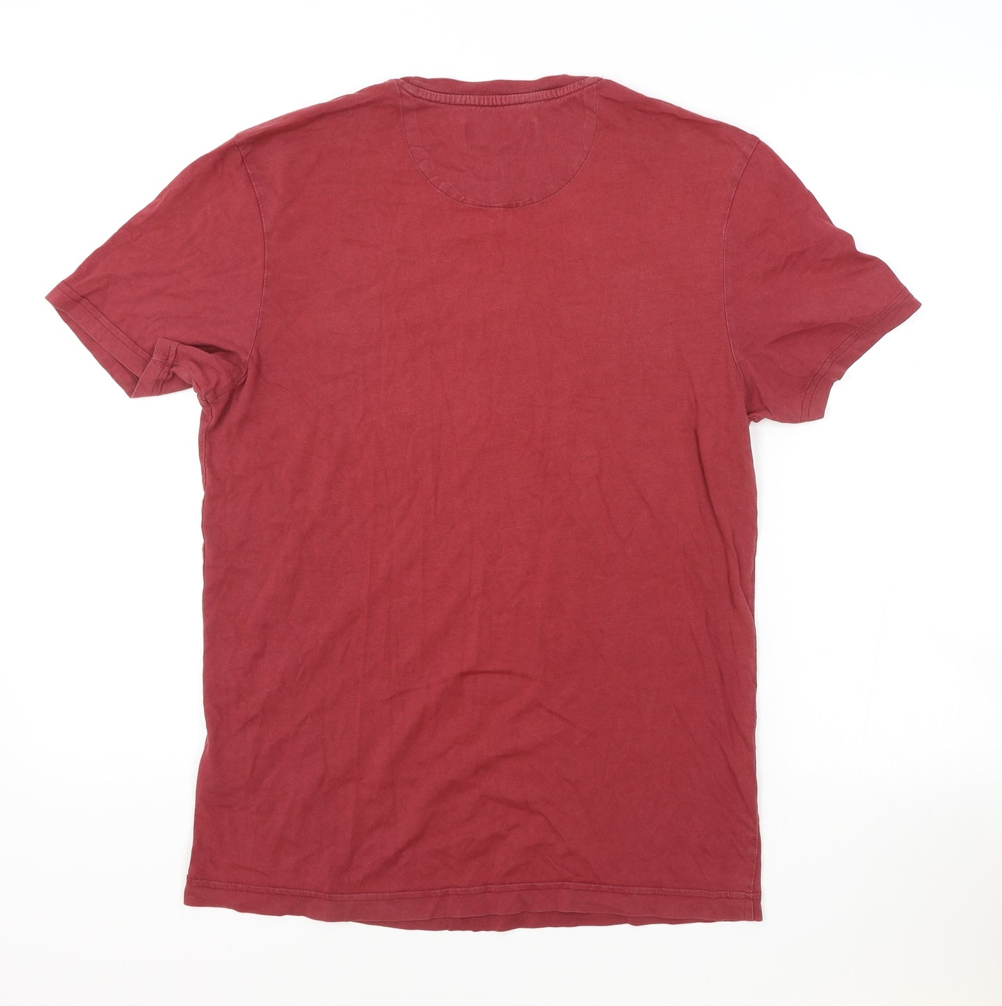Lyle & Scott Mens Red Cotton T-Shirt Size M Round Neck