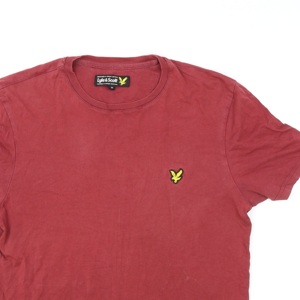 Lyle & Scott Mens Red Cotton T-Shirt Size M Round Neck