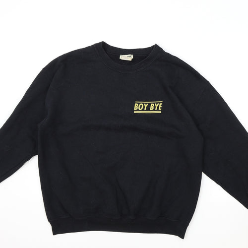 Love Womens Black 100% Cotton Pullover Sweatshirt One Size Pullover