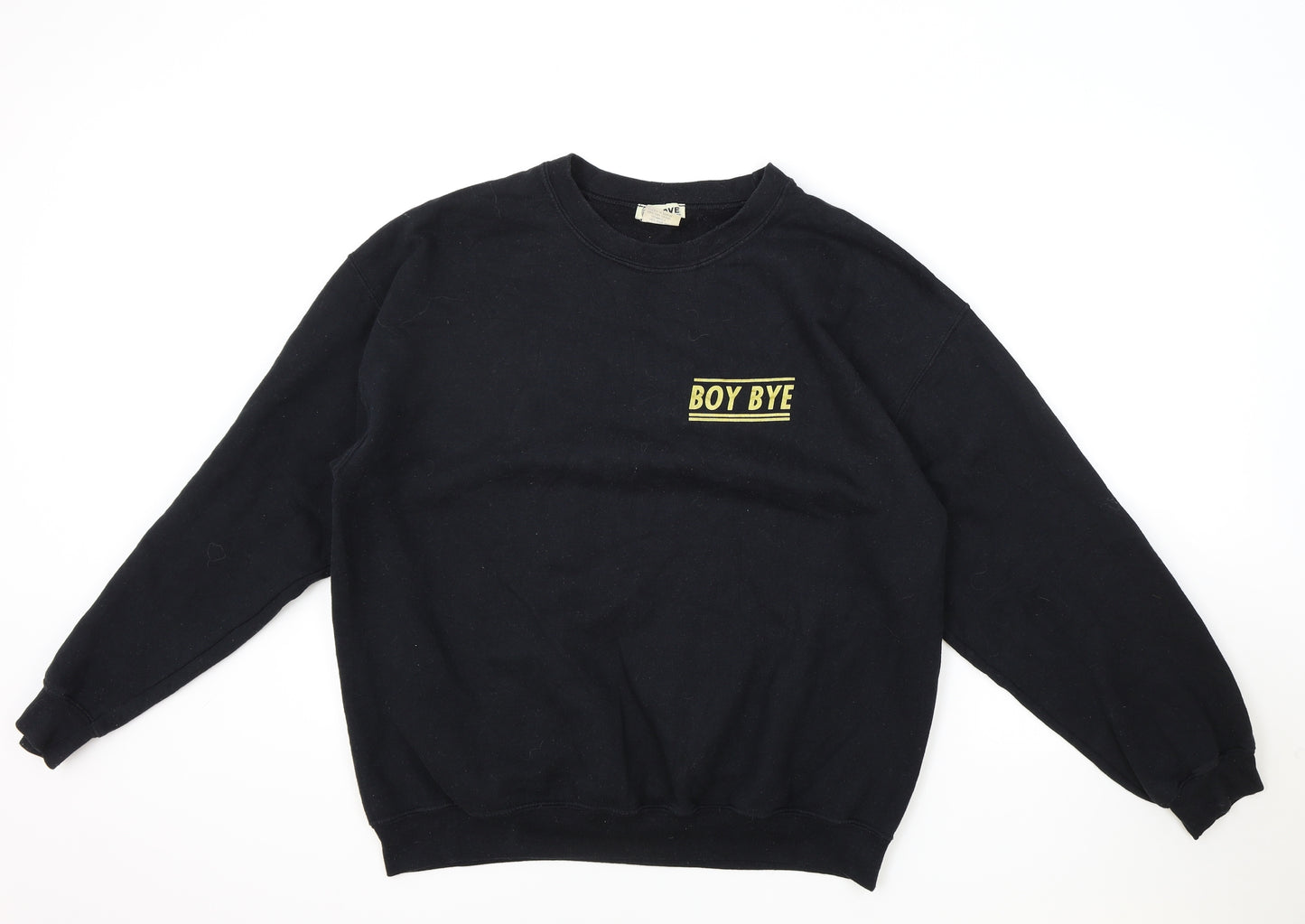 Love Womens Black 100% Cotton Pullover Sweatshirt One Size Pullover