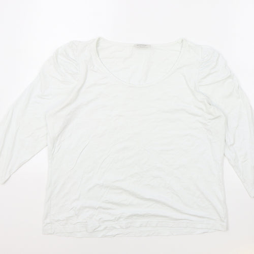 Godske Womens White Viscose Basic T-Shirt Size 16 Round Neck