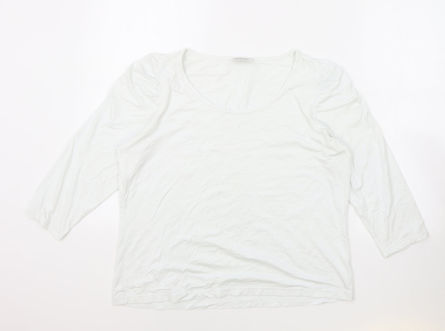 Godske Womens White Viscose Basic T-Shirt Size 16 Round Neck