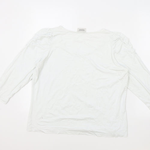 Godske Womens White Viscose Basic T-Shirt Size 16 Round Neck