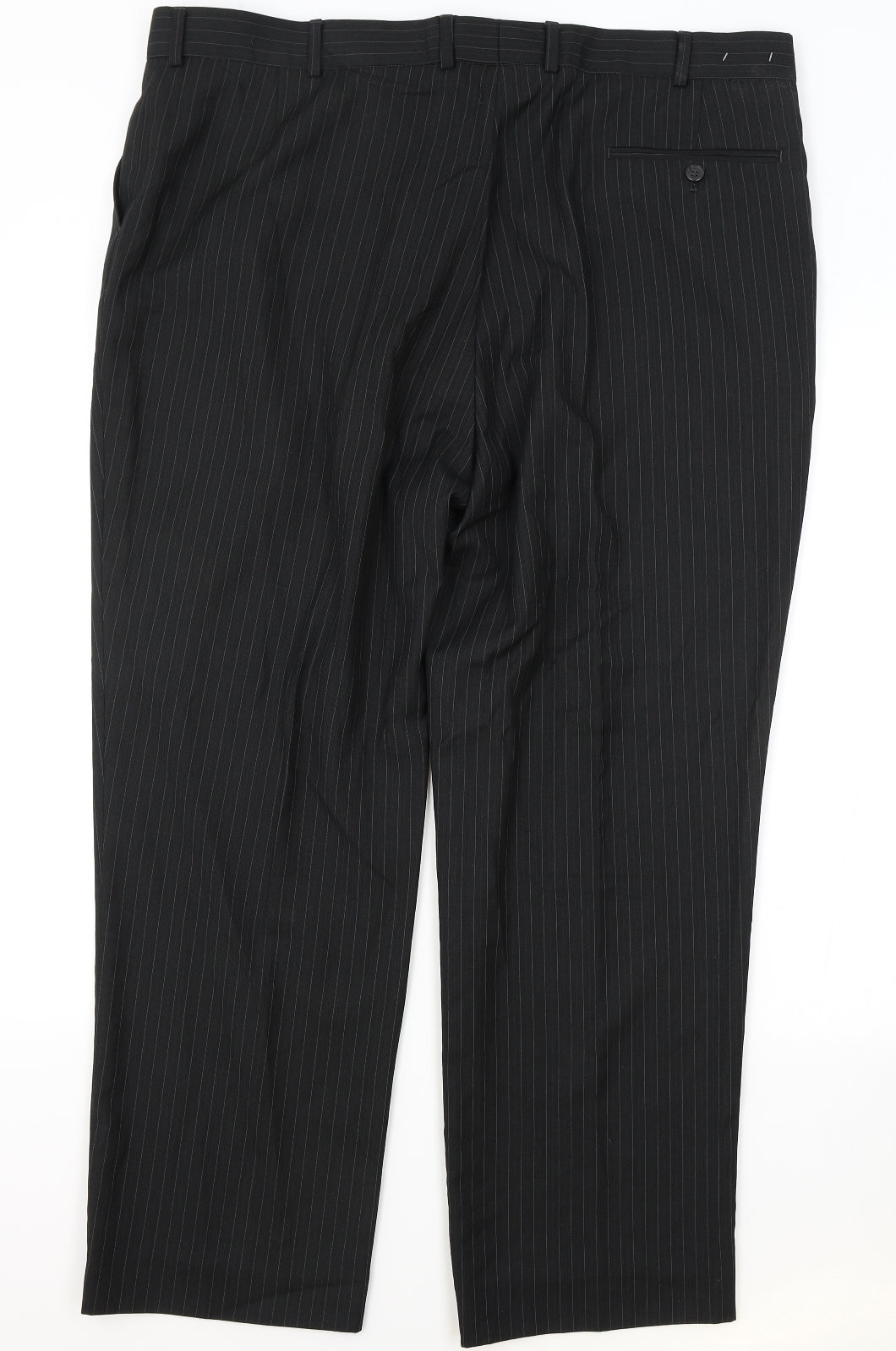 F&F Mens Black Striped Viscose Dress Pants Trousers Size 42 in L29 in Regular Zip