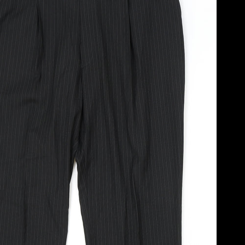 F&F Mens Black Striped Viscose Dress Pants Trousers Size 42 in L29 in Regular Zip
