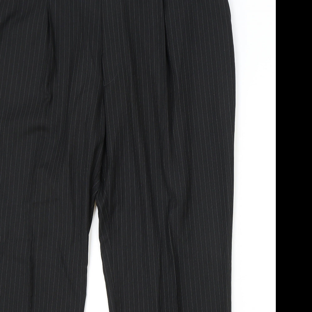 F&F Mens Black Striped Viscose Dress Pants Trousers Size 42 in L29 in Regular Zip