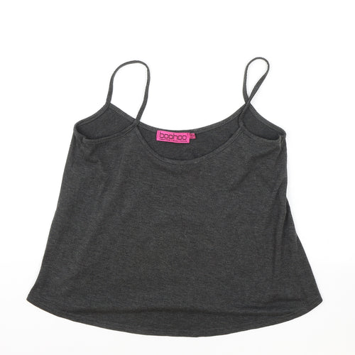 Boohoo Womens Grey Viscose Camisole Tank Size 6 Scoop Neck
