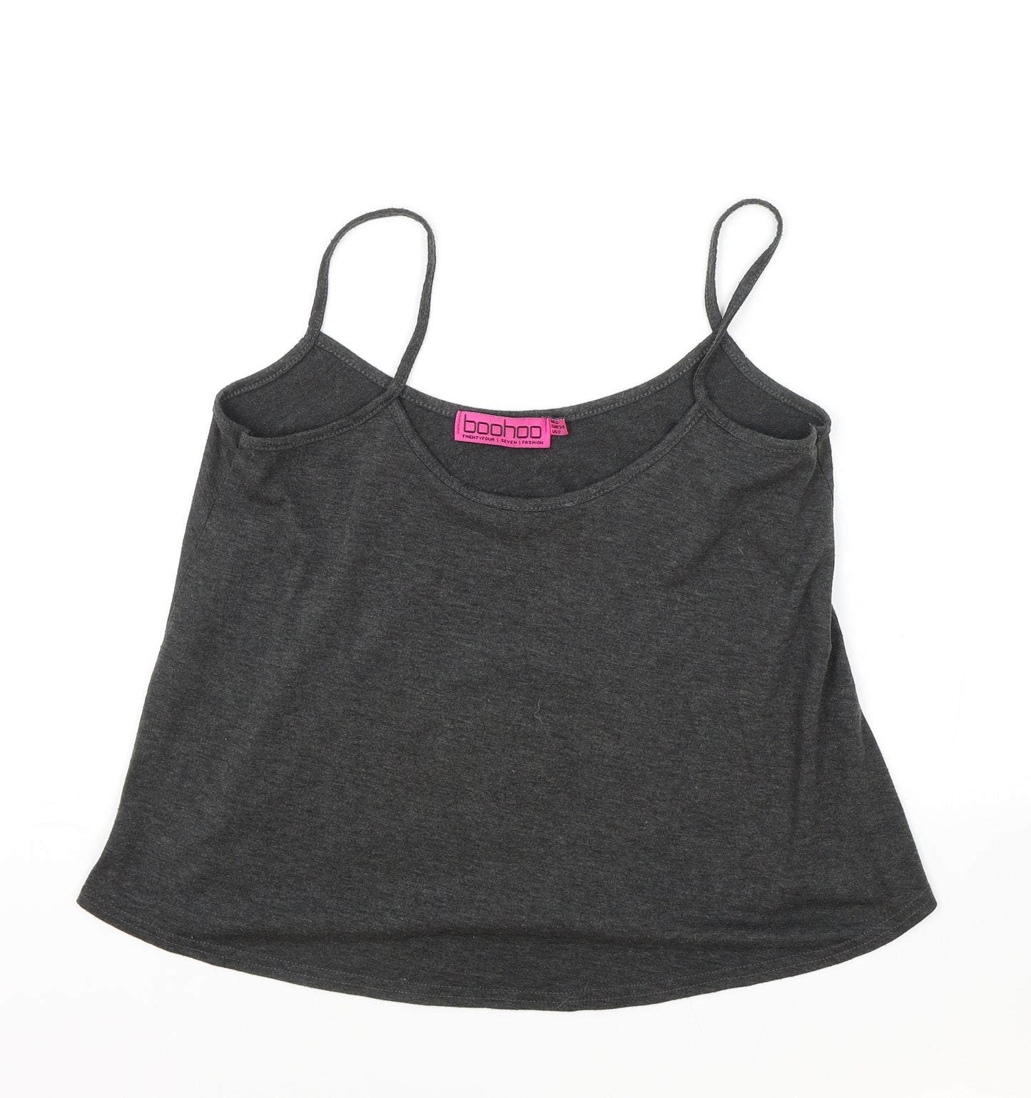 Boohoo Womens Grey Viscose Camisole Tank Size 6 Scoop Neck