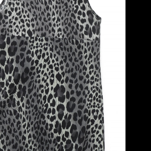 Quiz Womens Black Animal Print Polyester Bodycon Size 10 Round Neck Pullover