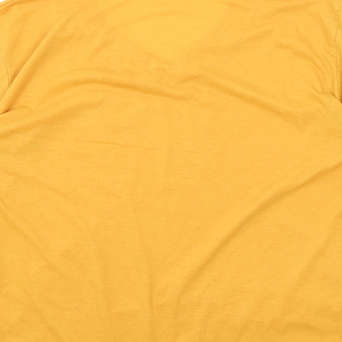 Fashion Womens Orange Polyester Basic T-Shirt Size XL V-Neck