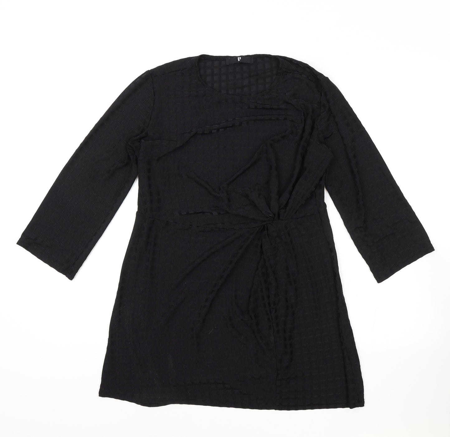Very Womens Black Polyester Fit & Flare Size 12 Round Neck Pullover
