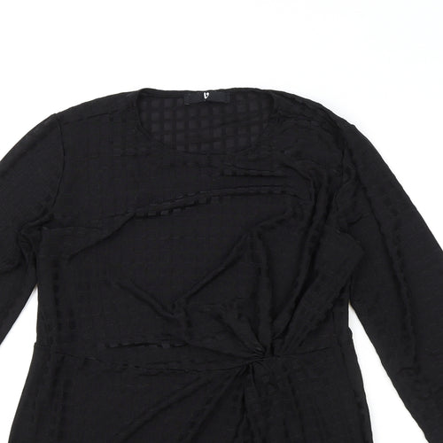 Very Womens Black Polyester Fit & Flare Size 12 Round Neck Pullover