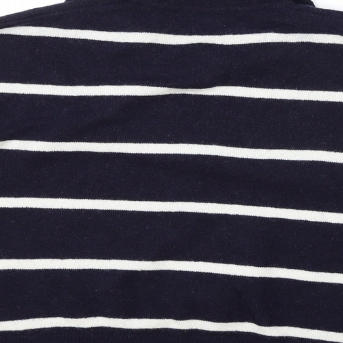 H&M Womens Blue Collared Striped Polyester Pullover Jumper Size S