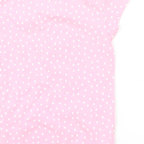 H&M Girls Pink Geometric Cotton Basic T-Shirt Size 4 Years Round Neck Pullover - Heart Print