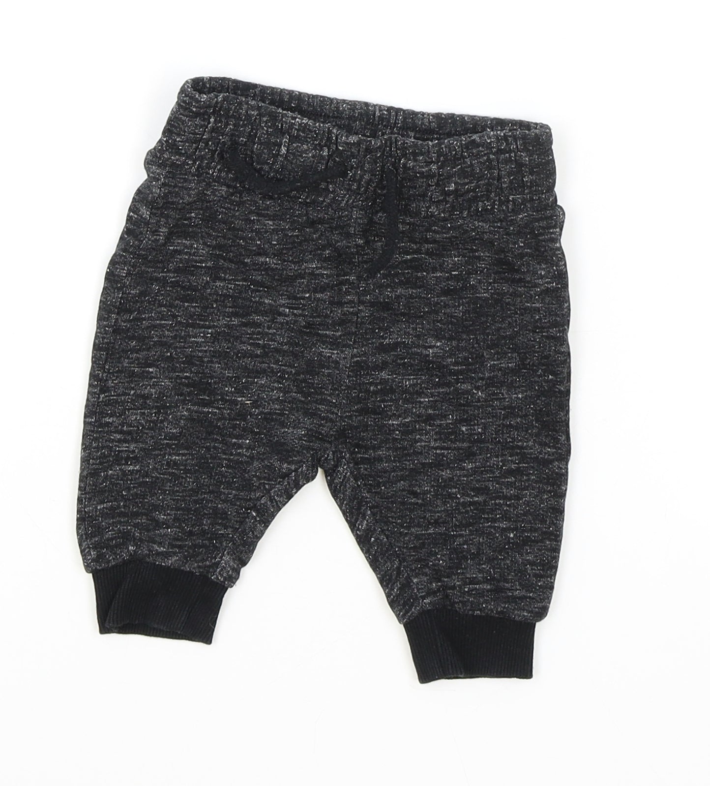 Nutmeg Boys Black Cotton Jogger Leggings Size 0-3 Months Drawstring
