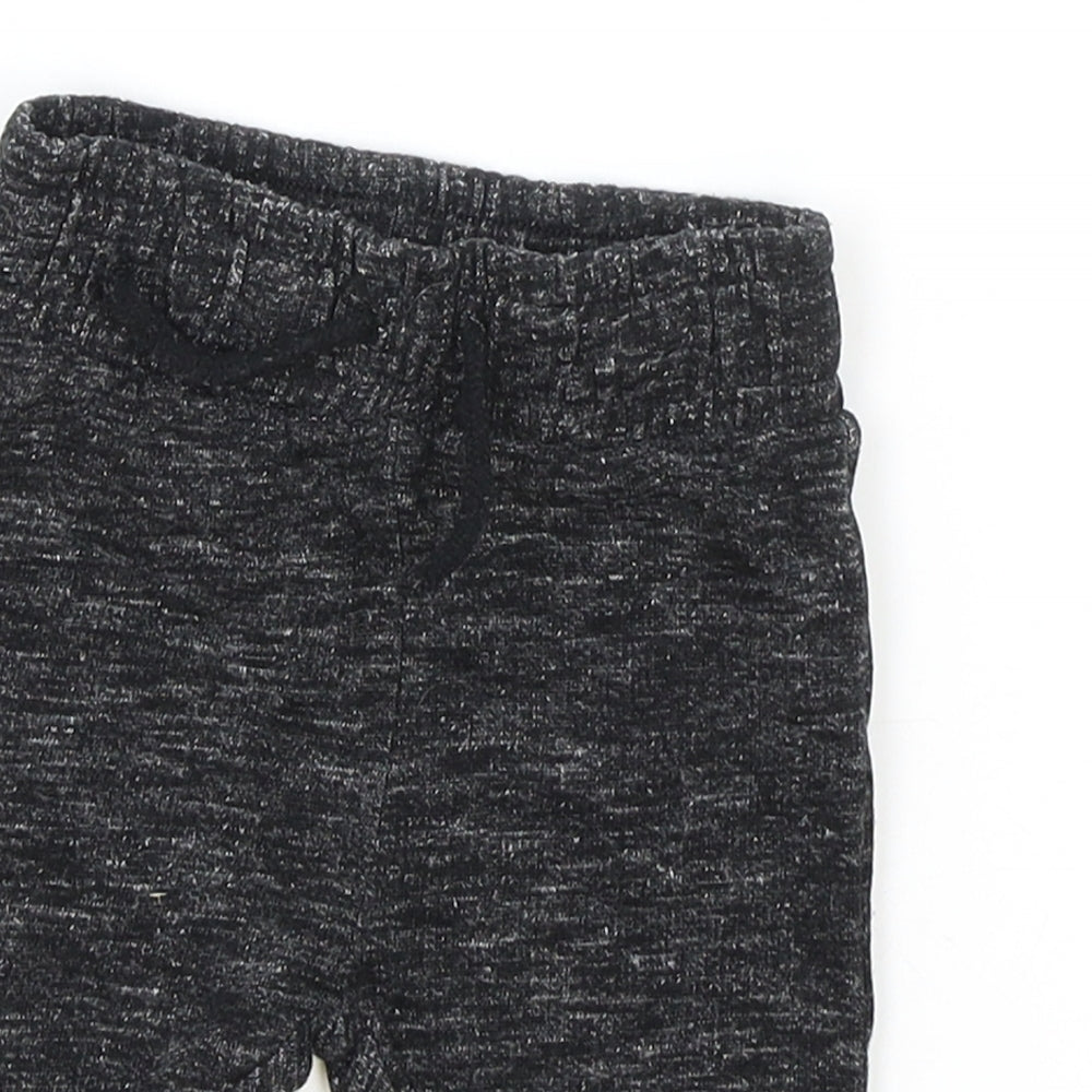 Nutmeg Boys Black Cotton Jogger Leggings Size 0-3 Months Drawstring