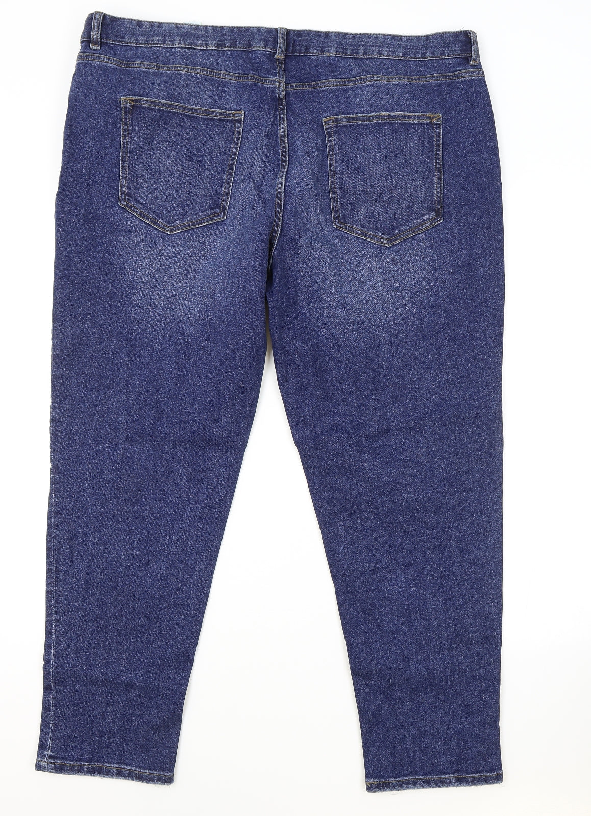 Marks and Spencer Womens Blue Polyester Tapered Jeans Size 20 L27 in Regular Zip