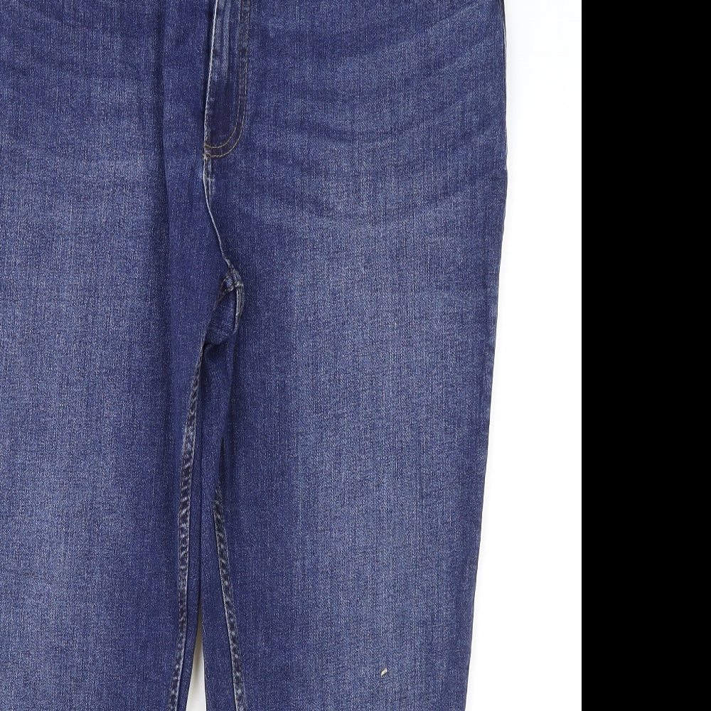 Marks and Spencer Womens Blue Polyester Tapered Jeans Size 20 L27 in Regular Zip