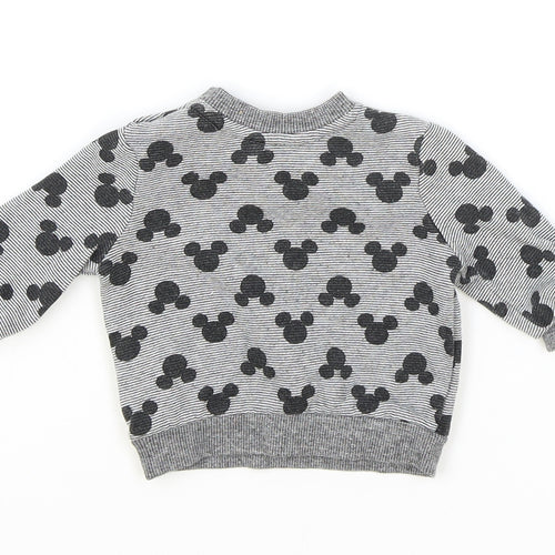 Disney Baby Baby Grey Geometric Cotton Pullover Jumper Size 0-3 Months Snap - Mickey Mouse
