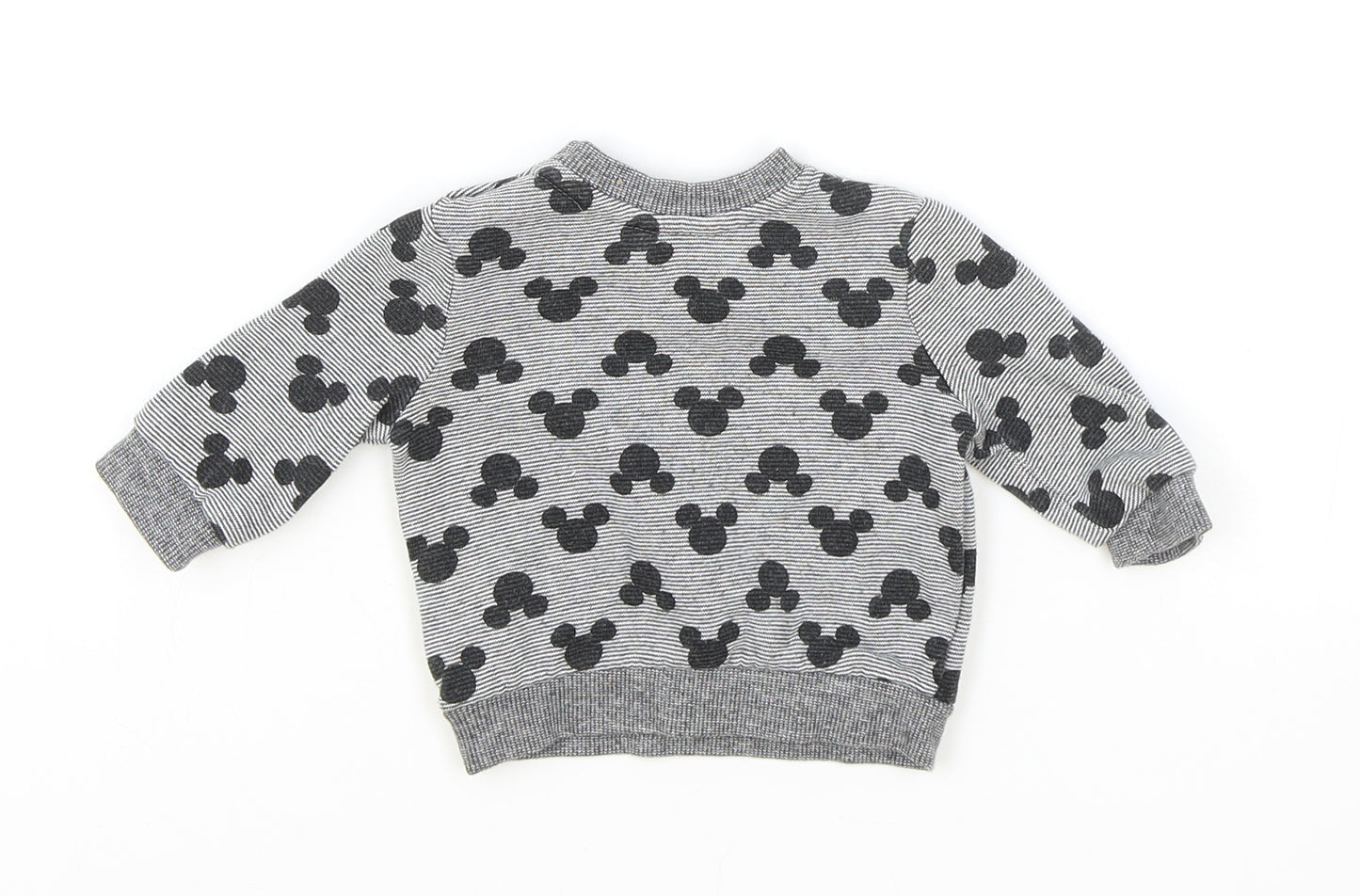 Disney Baby Baby Grey Geometric Cotton Pullover Jumper Size 0-3 Months Snap - Mickey Mouse