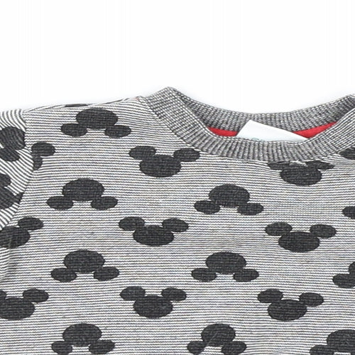Disney Baby Baby Grey Geometric Cotton Pullover Jumper Size 0-3 Months Snap - Mickey Mouse