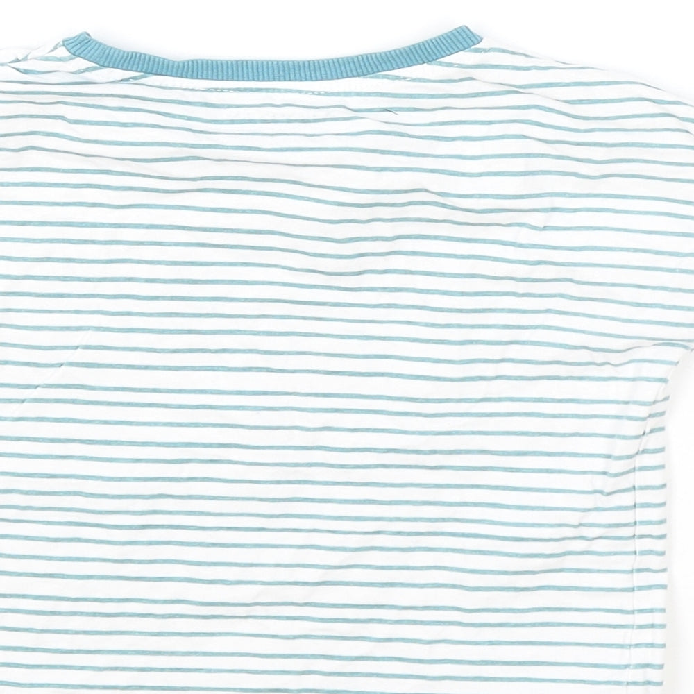 John Lewis Baby Blue Striped 100% Cotton Basic T-Shirt Size 12-18 Months Round Neck Pullover