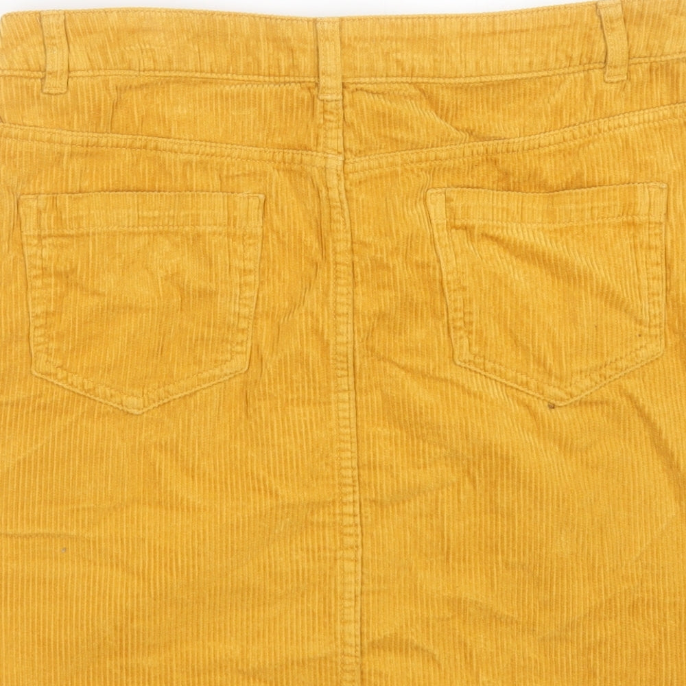 TU Womens Yellow Cotton A-Line Skirt Size 12 Button