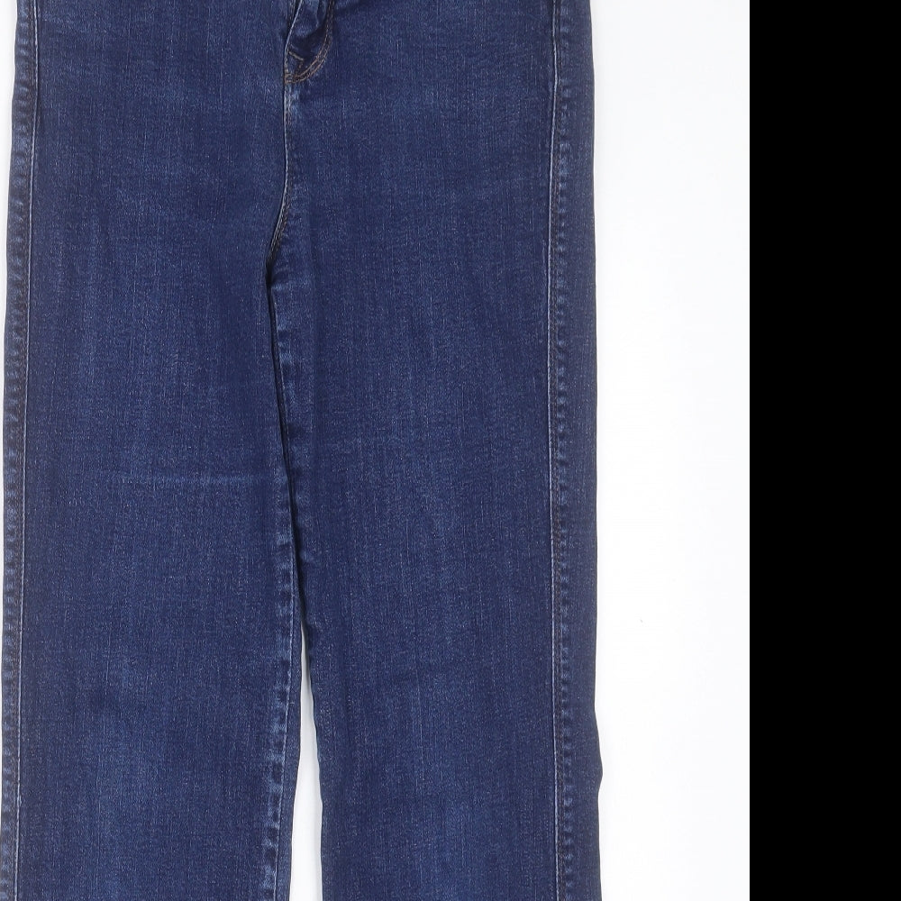 Per Una Womens Blue Cotton Bootcut Jeans Size 14 L28 in Regular Button