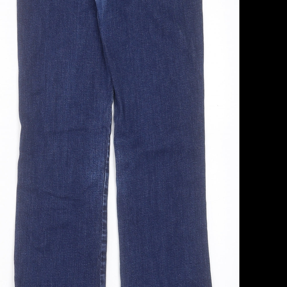Per Una Womens Blue Cotton Bootcut Jeans Size 14 L28 in Regular Button