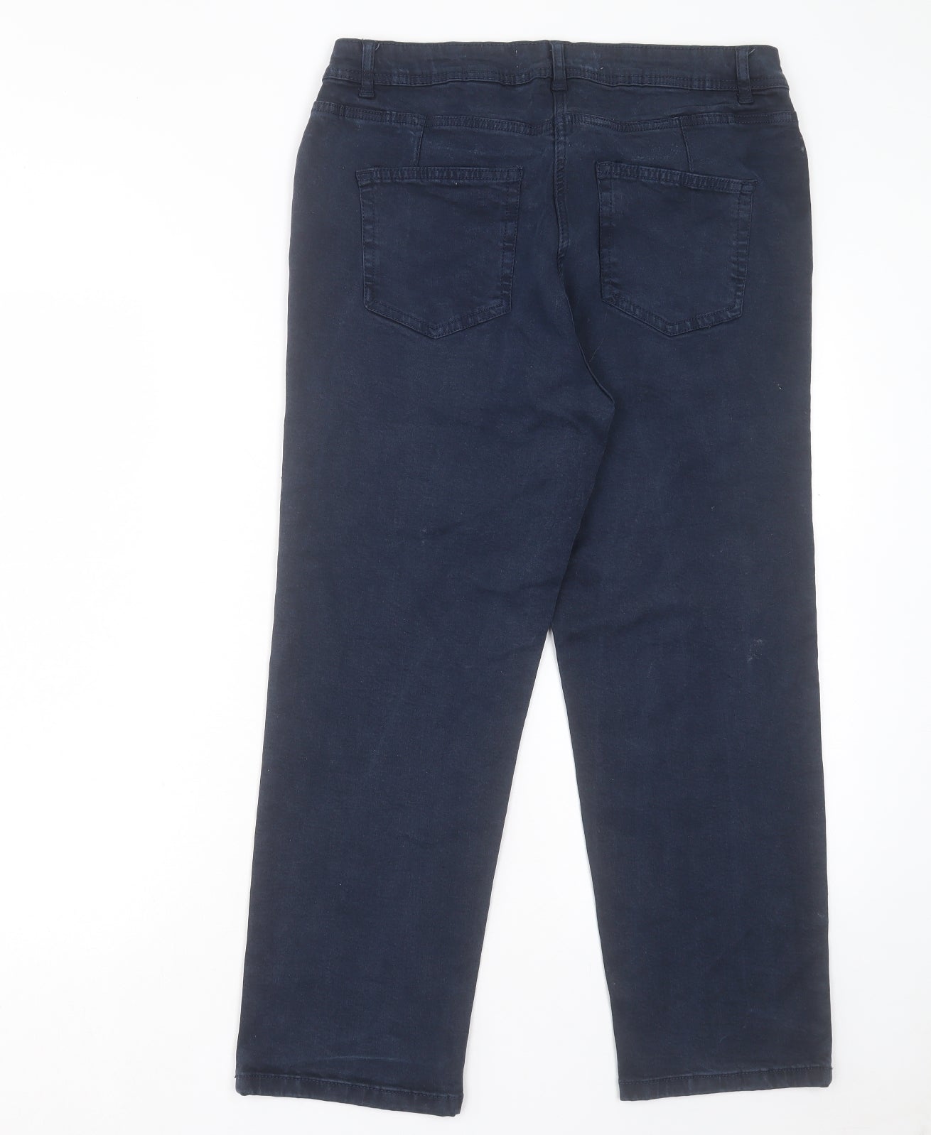 NEXT Womens Blue Cotton Cropped Jeans Size 14 L25 in Regular Button