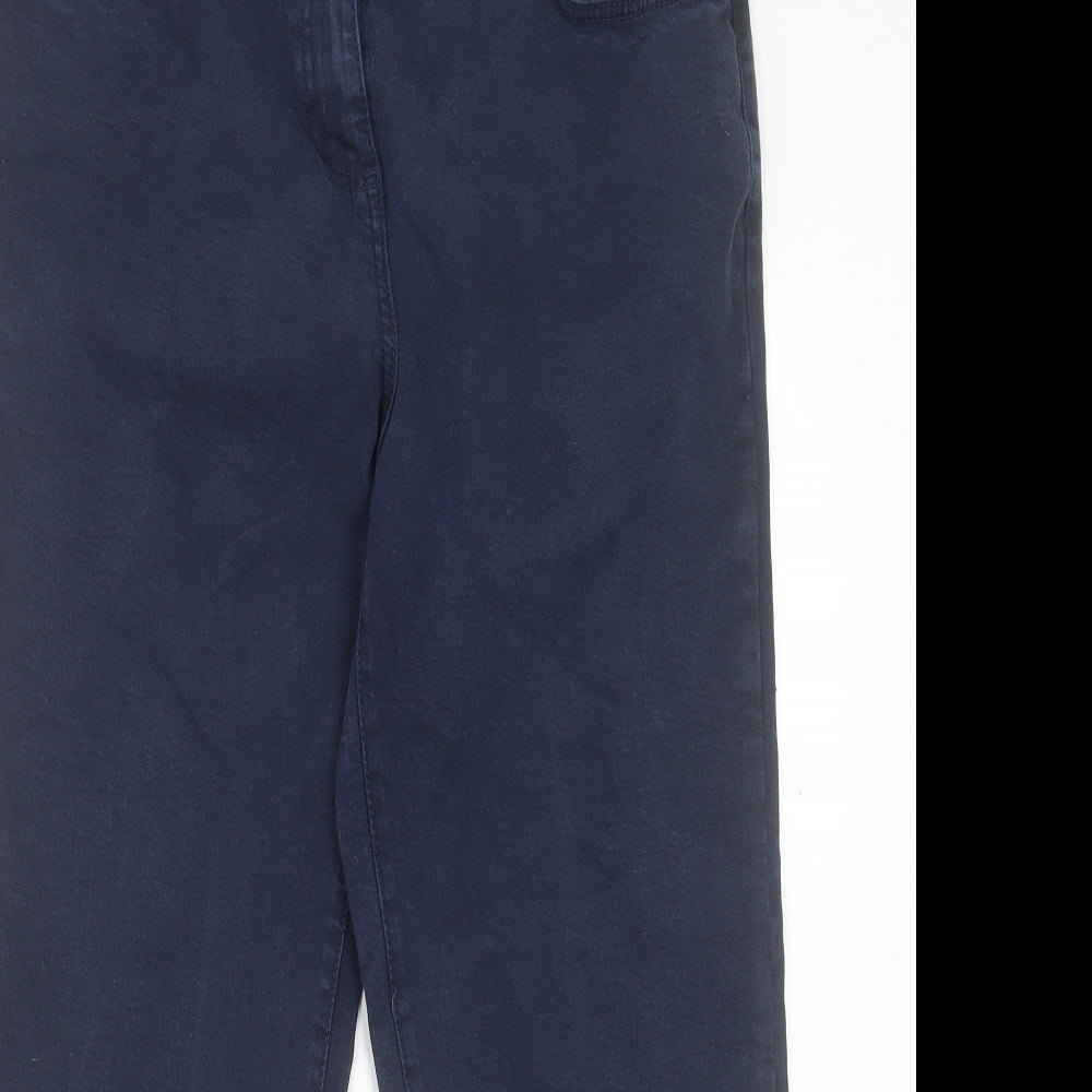 NEXT Womens Blue Cotton Cropped Jeans Size 14 L25 in Regular Button