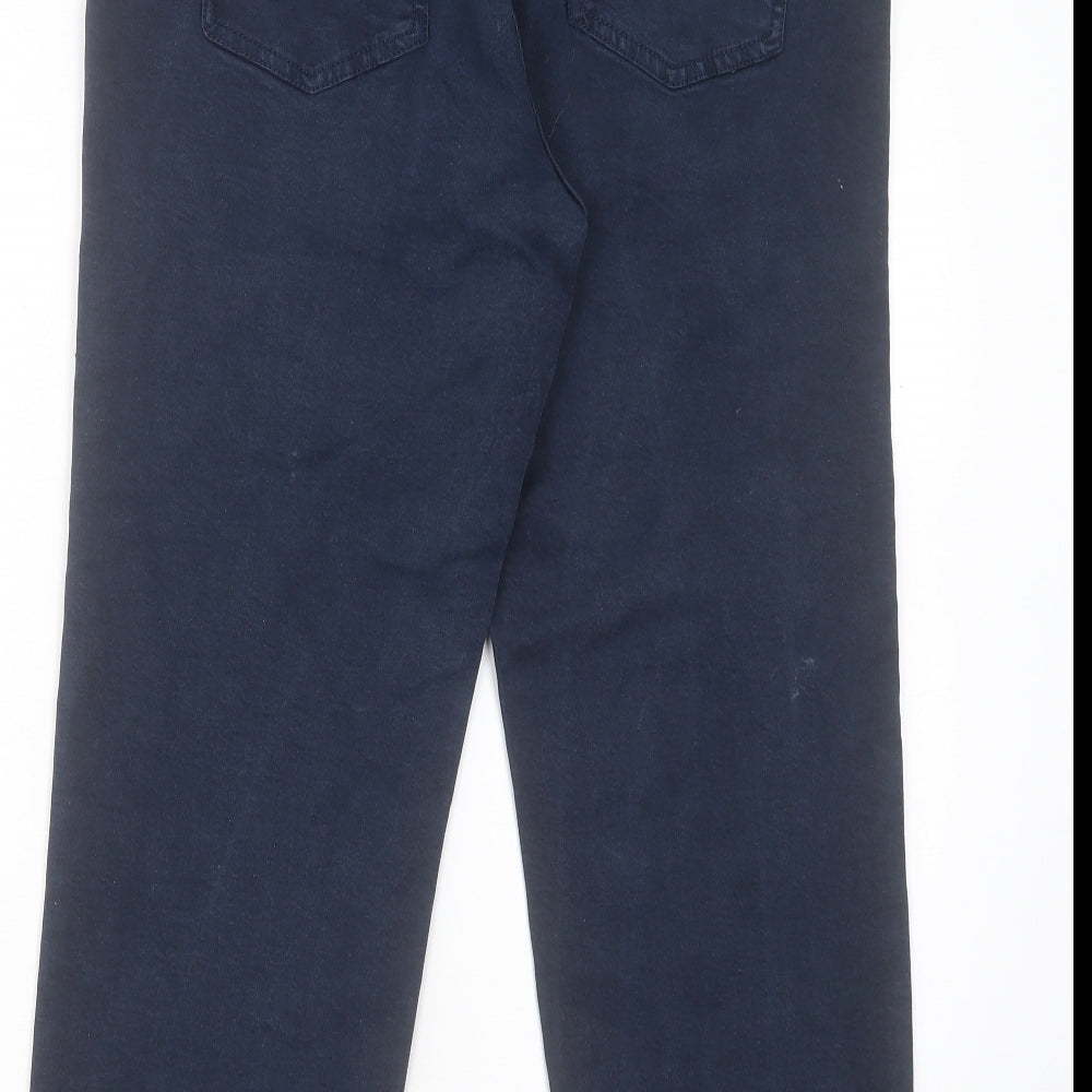 NEXT Womens Blue Cotton Cropped Jeans Size 14 L25 in Regular Button